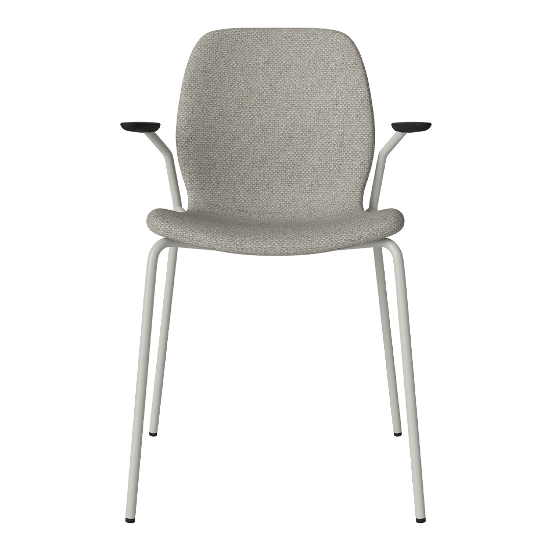 Chaise de salle à manger Seed avec accoudoirs ouverts - Rembourrée - Base en acier, laquée grise