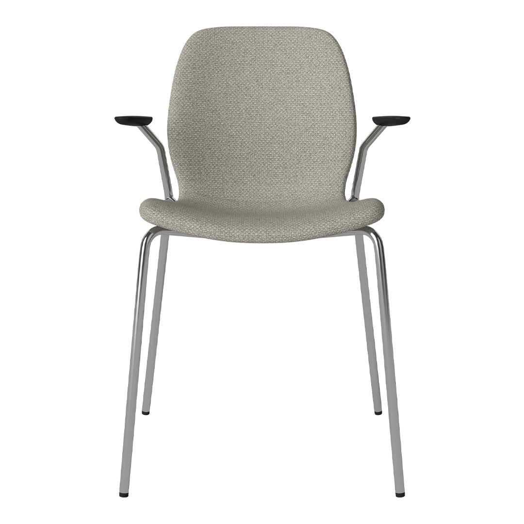 Chaise de salle à manger Seed avec accoudoirs ouverts - Rembourrée - Base chromée