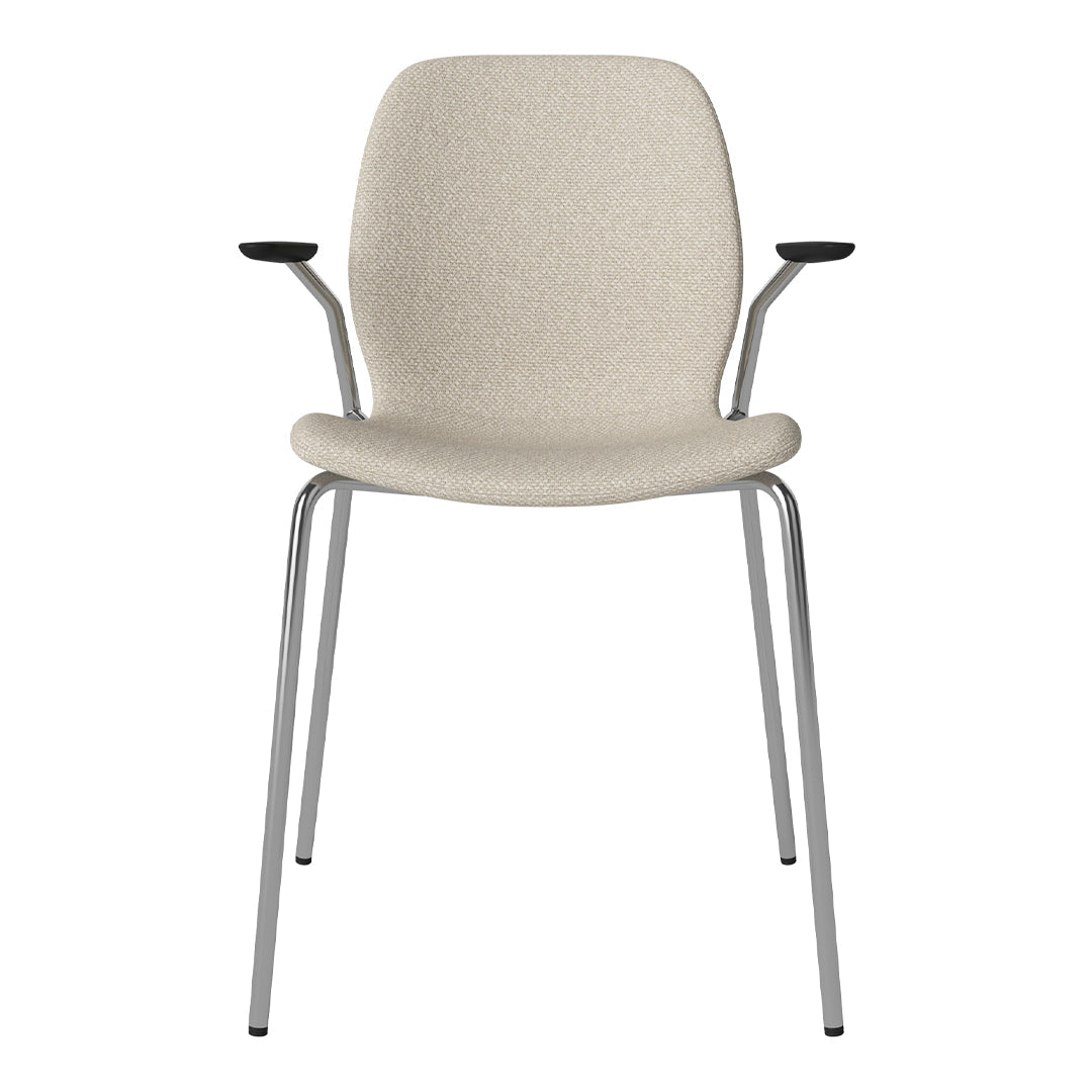 Chaise de salle à manger Seed avec accoudoirs ouverts - Rembourrée - Base chromée