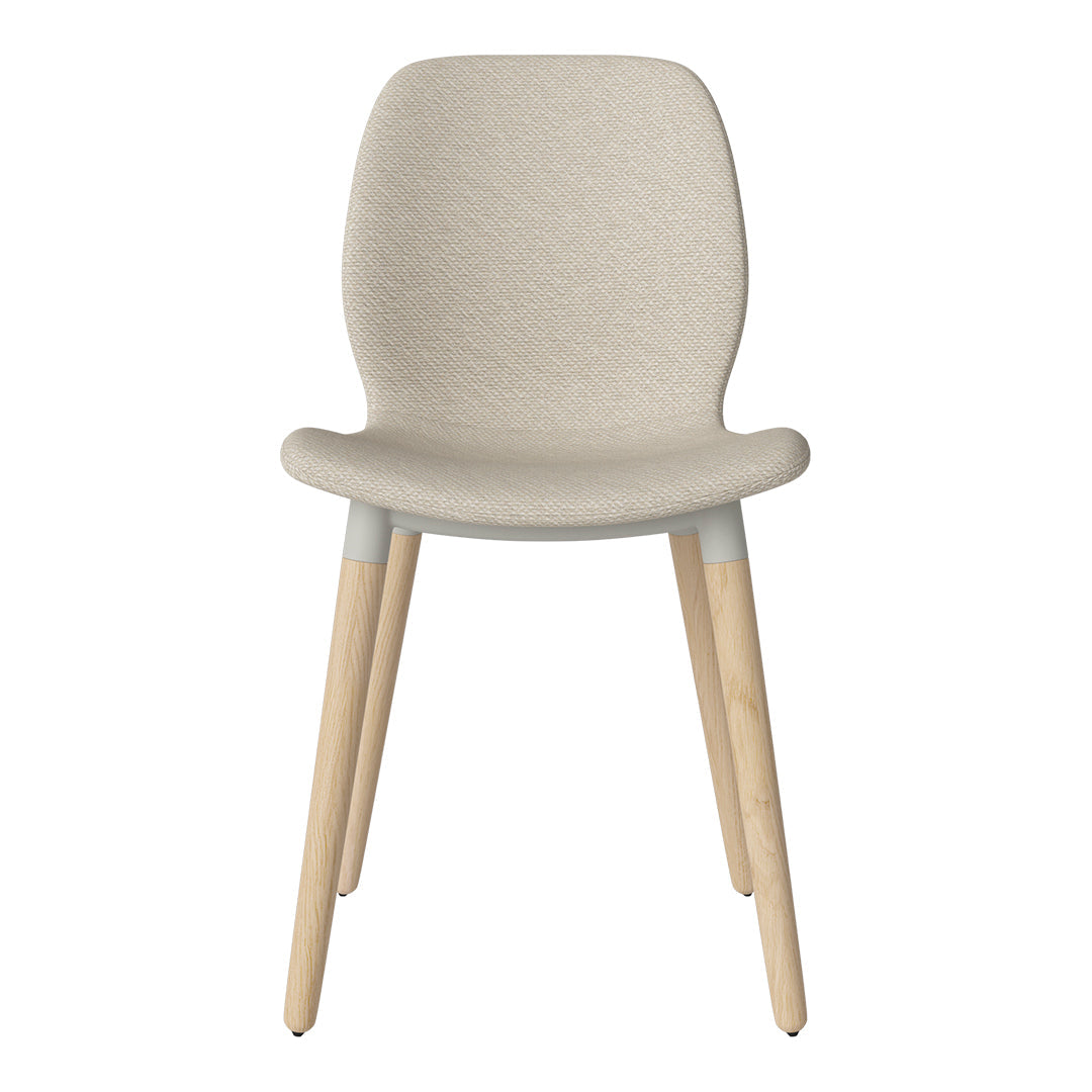 Chaise de salle à manger Seed - Rembourrée - Piètement en chêne huilé, pigmenté blanc