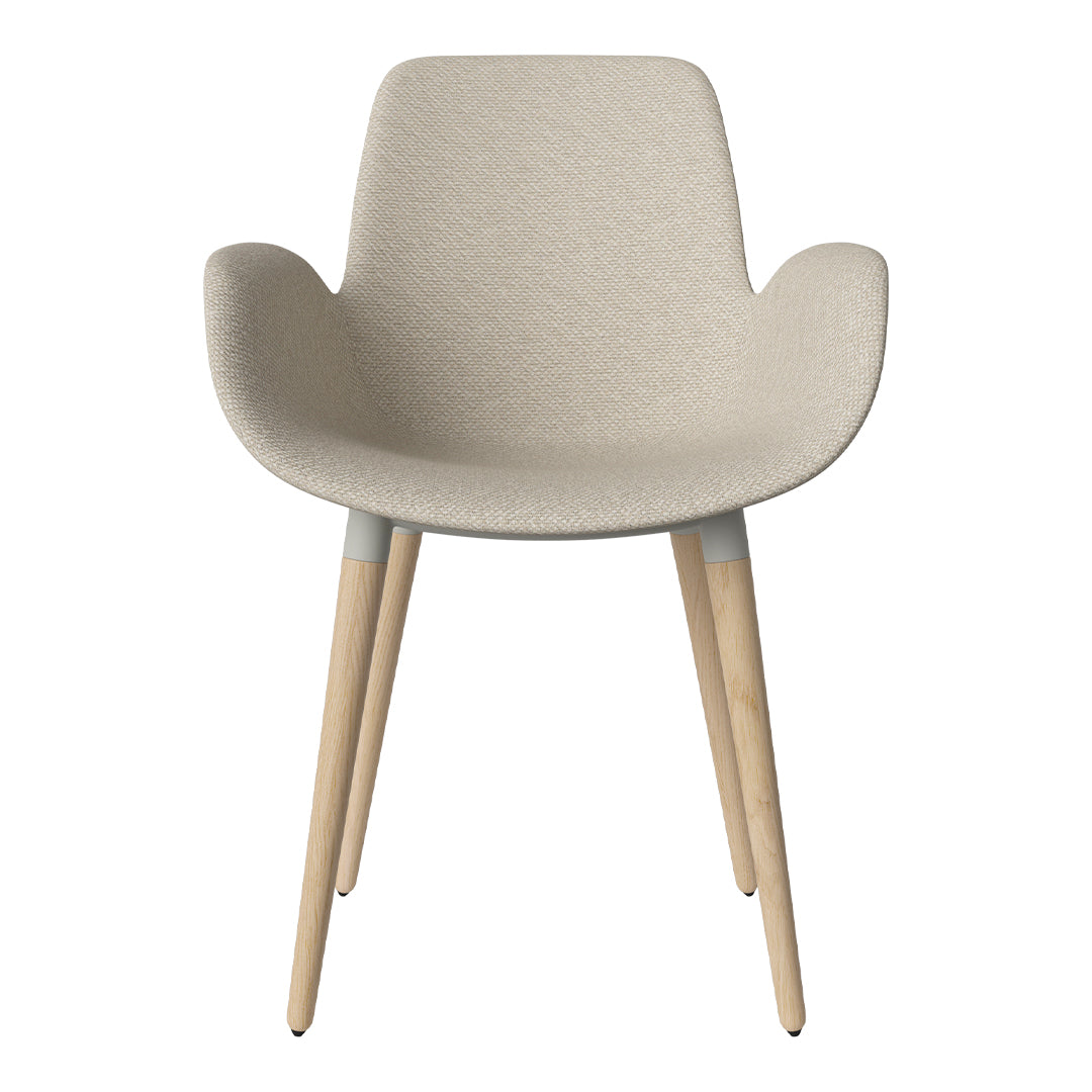 Fauteuil de salle à manger Seed - Rembourré - Piètement en chêne huilé, pigmenté blanc