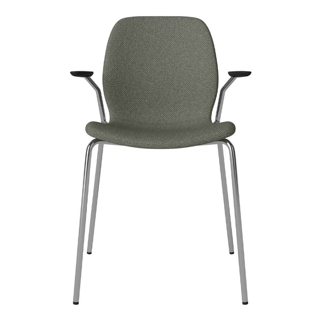 Chaise de salle à manger Seed avec accoudoirs ouverts - Rembourrée - Base chromée
