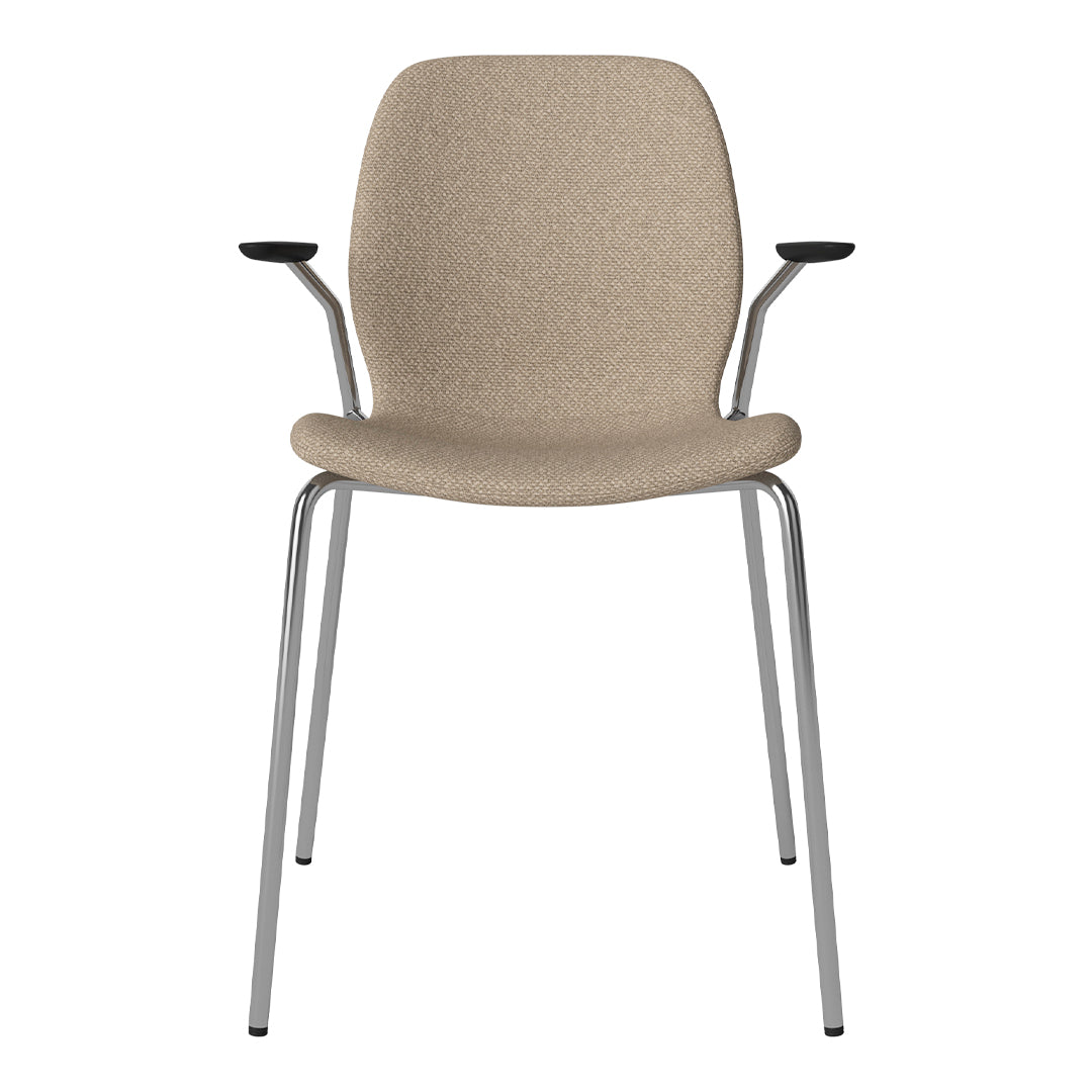 Chaise de salle à manger Seed avec accoudoirs ouverts - Rembourrée - Base chromée