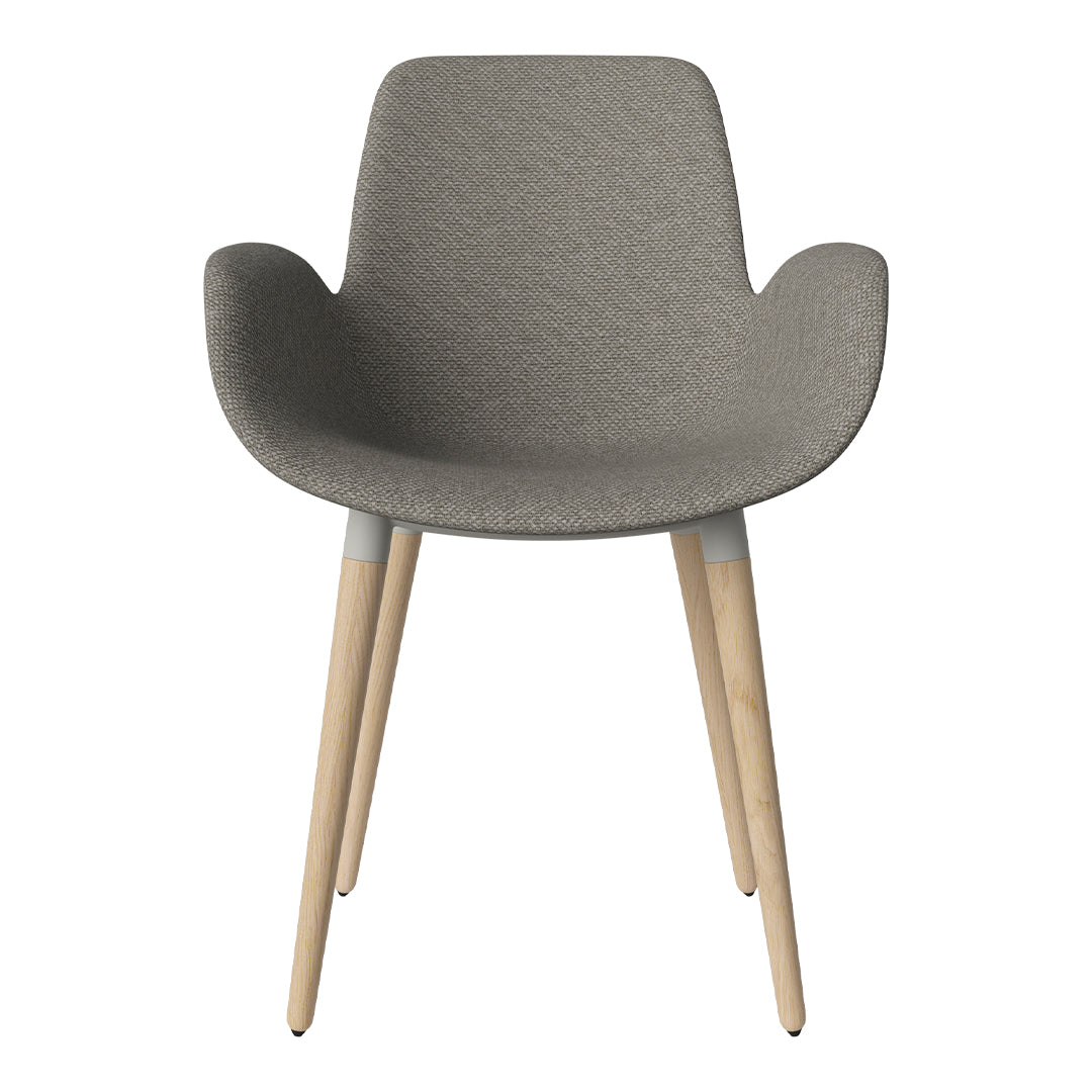 Fauteuil de salle à manger Seed - Rembourré - Piètement en chêne huilé, pigmenté blanc