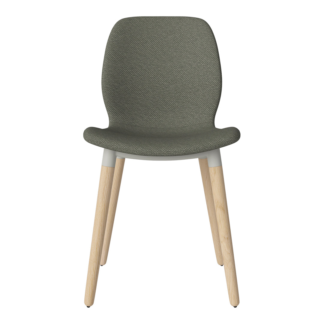 Chaise de salle à manger Seed - Rembourrée - Piètement en chêne huilé, pigmenté blanc