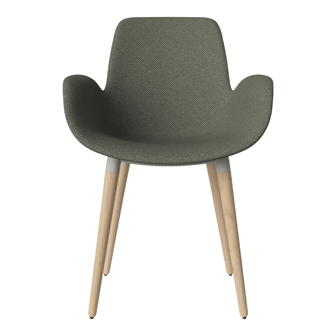 Fauteuil de salle à manger Seed - Rembourré - Piètement en chêne huilé, pigmenté blanc