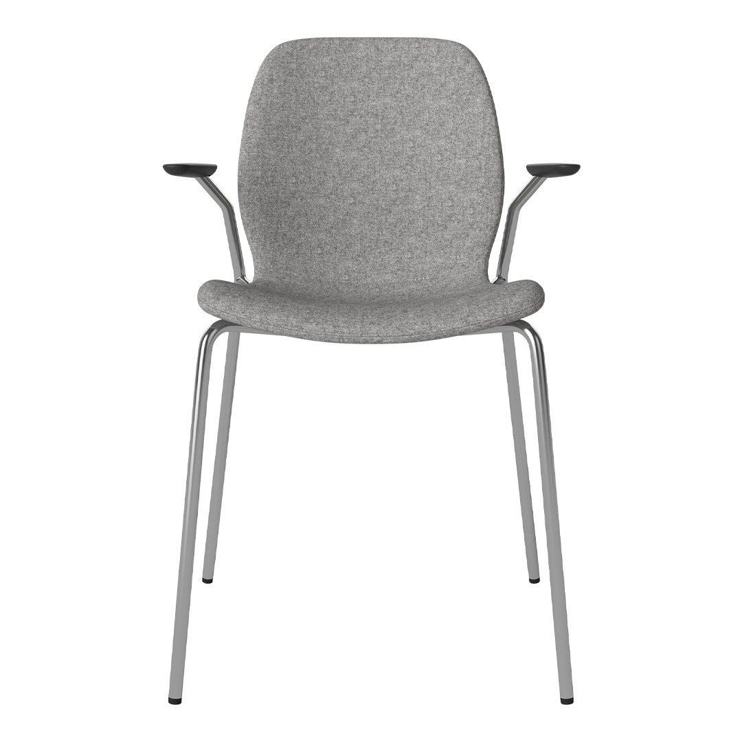 Chaise de salle à manger Seed avec accoudoirs ouverts - Rembourrée - Base chromée