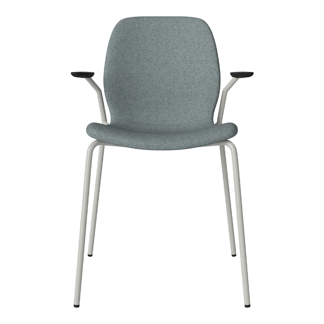 Chaise de salle à manger Seed avec accoudoirs ouverts - Rembourrée - Base en acier, laquée grise