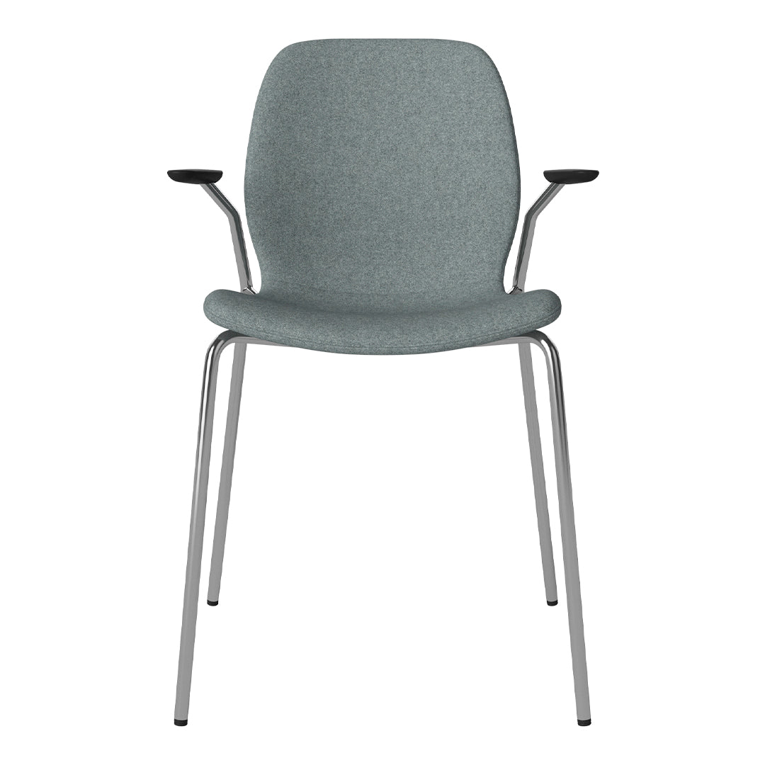 Chaise de salle à manger Seed avec accoudoirs ouverts - Rembourrée - Base chromée