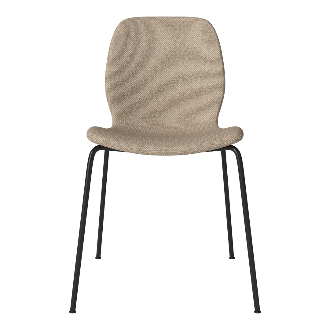 Chaise de salle à manger Seed - Rembourrée - Base en acier, laquée noire