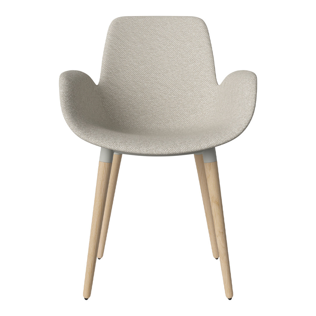 Fauteuil de salle à manger Seed - Rembourré - Piètement en chêne huilé, pigmenté blanc