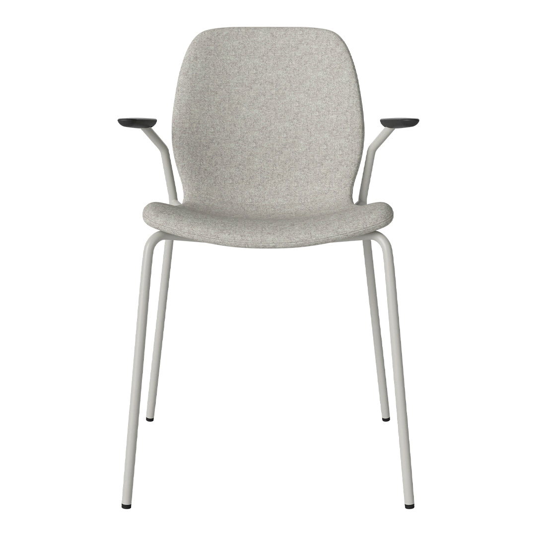 Chaise de salle à manger Seed avec accoudoirs ouverts - Rembourrée - Base en acier, laquée grise