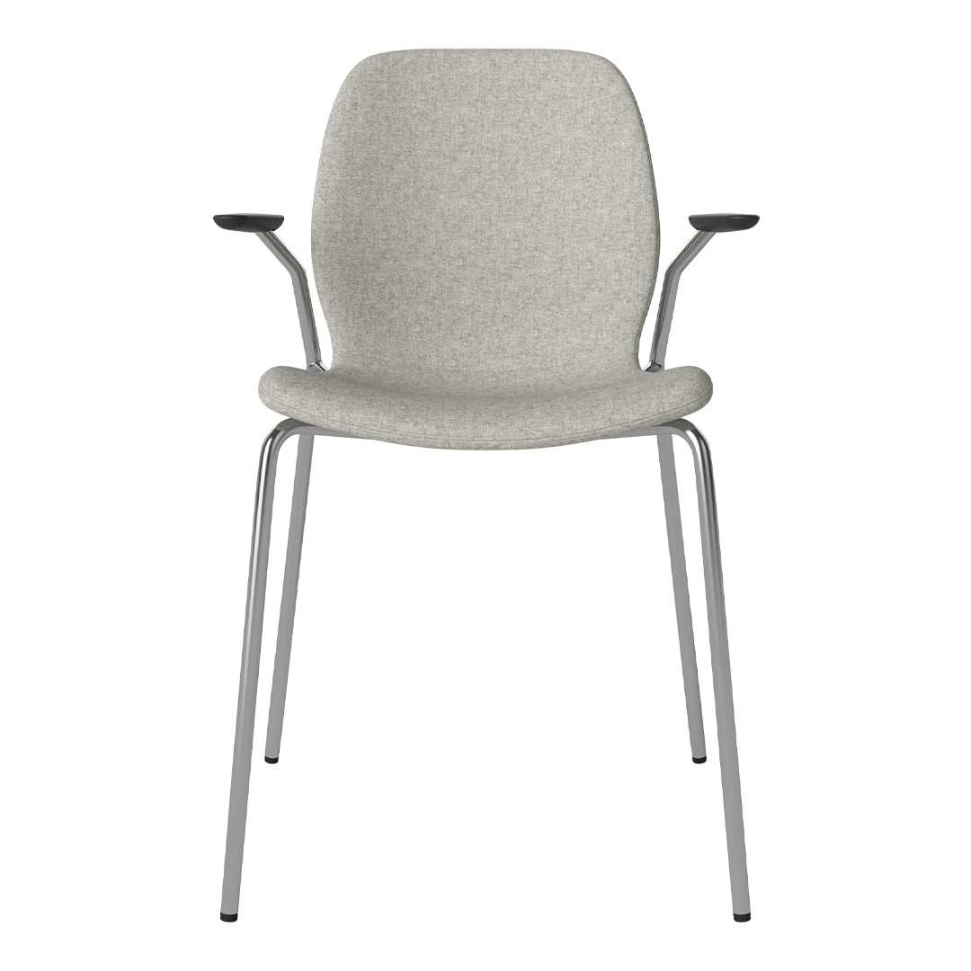 Chaise de salle à manger Seed avec accoudoirs ouverts - Rembourrée - Base chromée