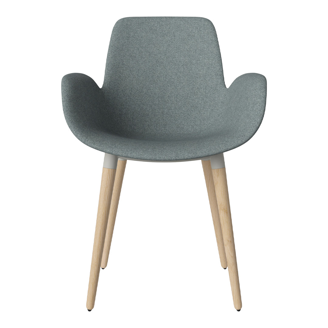 Fauteuil de salle à manger Seed - Rembourré - Piètement en chêne huilé, pigmenté blanc