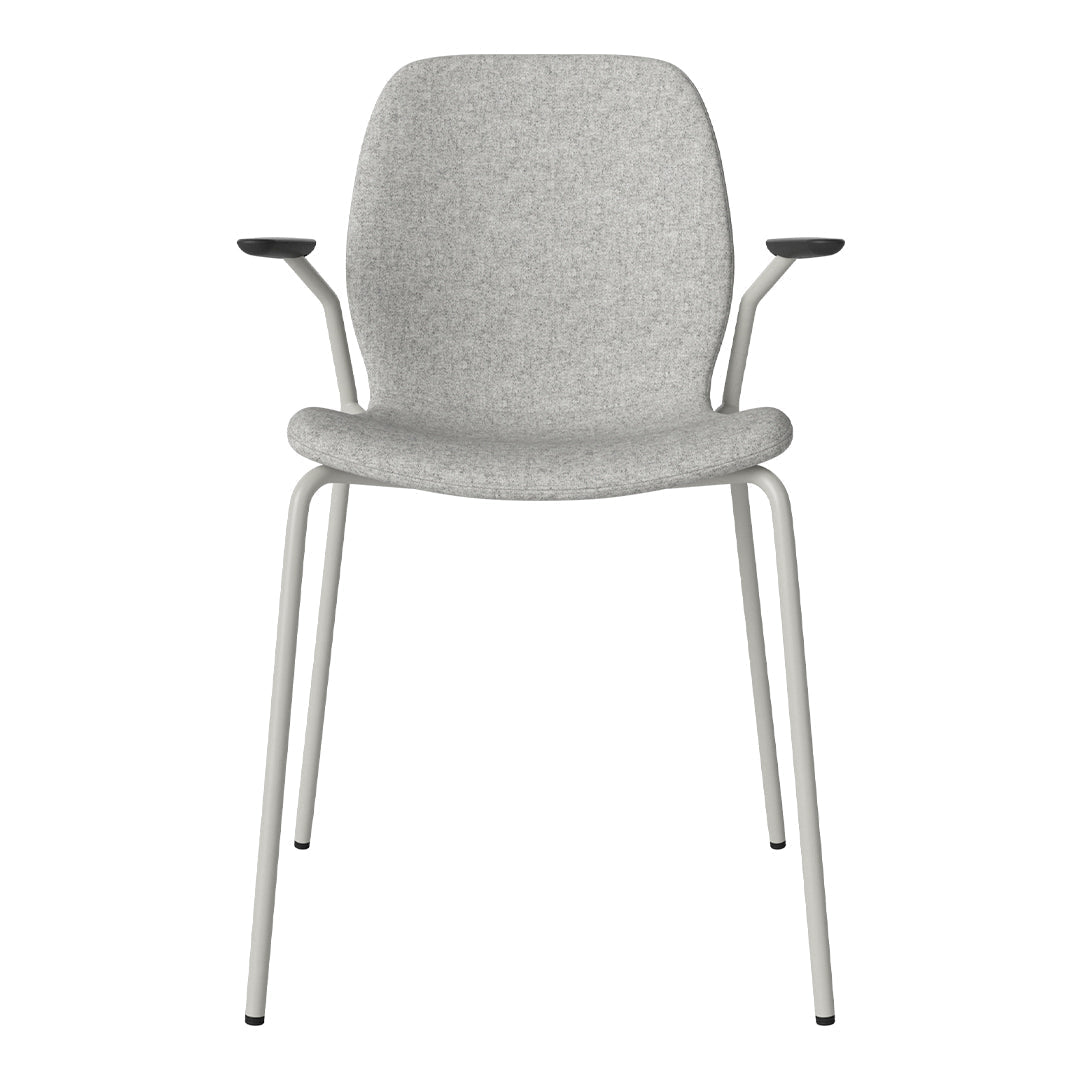 Chaise de salle à manger Seed avec accoudoirs ouverts - Rembourrée - Base en acier, laquée grise