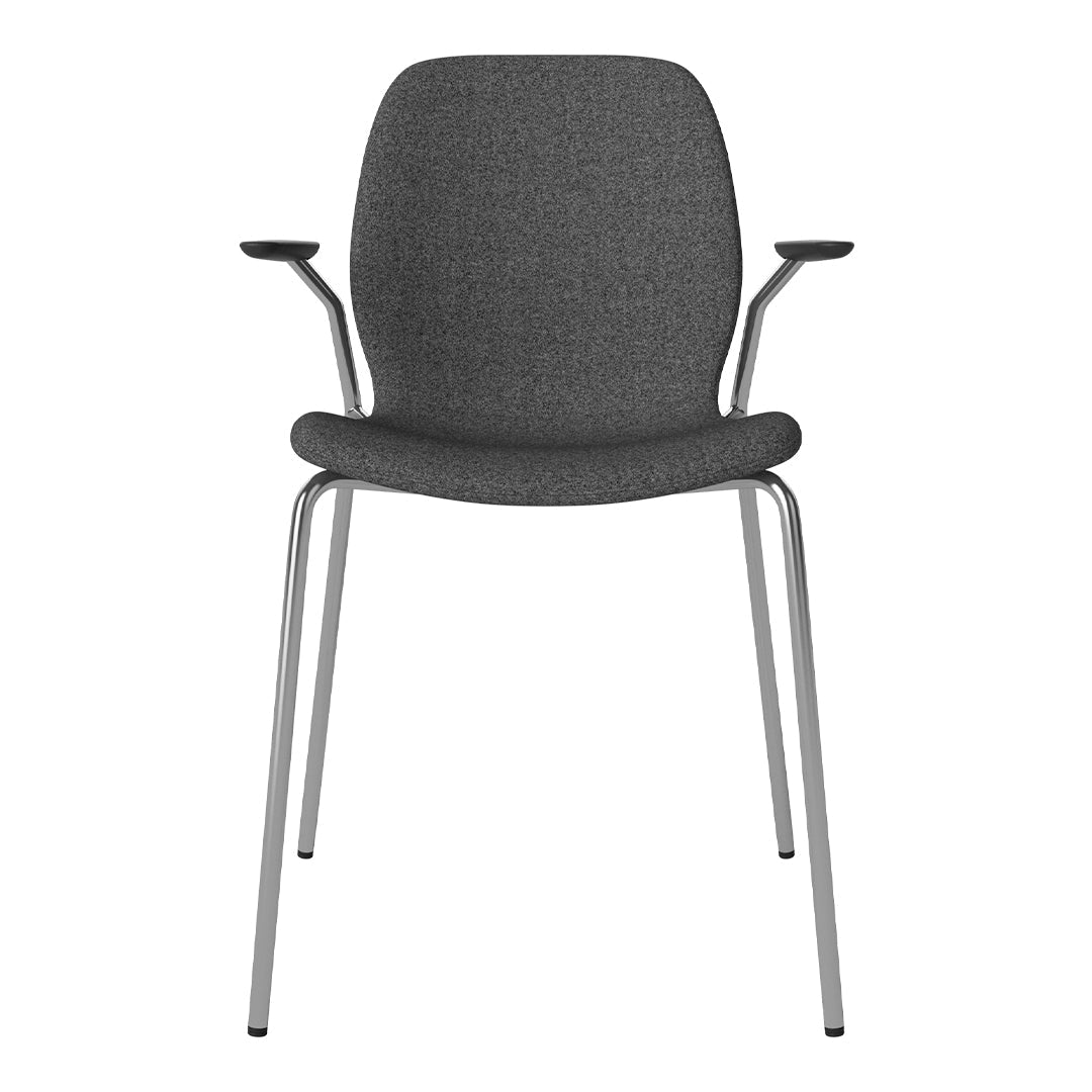 Chaise de salle à manger Seed avec accoudoirs ouverts - Rembourrée - Base chromée