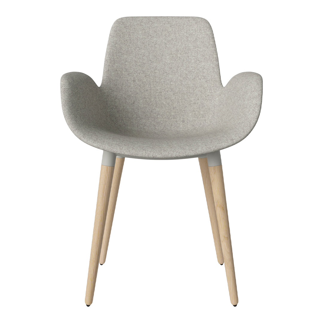 Fauteuil de salle à manger Seed - Rembourré - Piètement en chêne huilé, pigmenté blanc