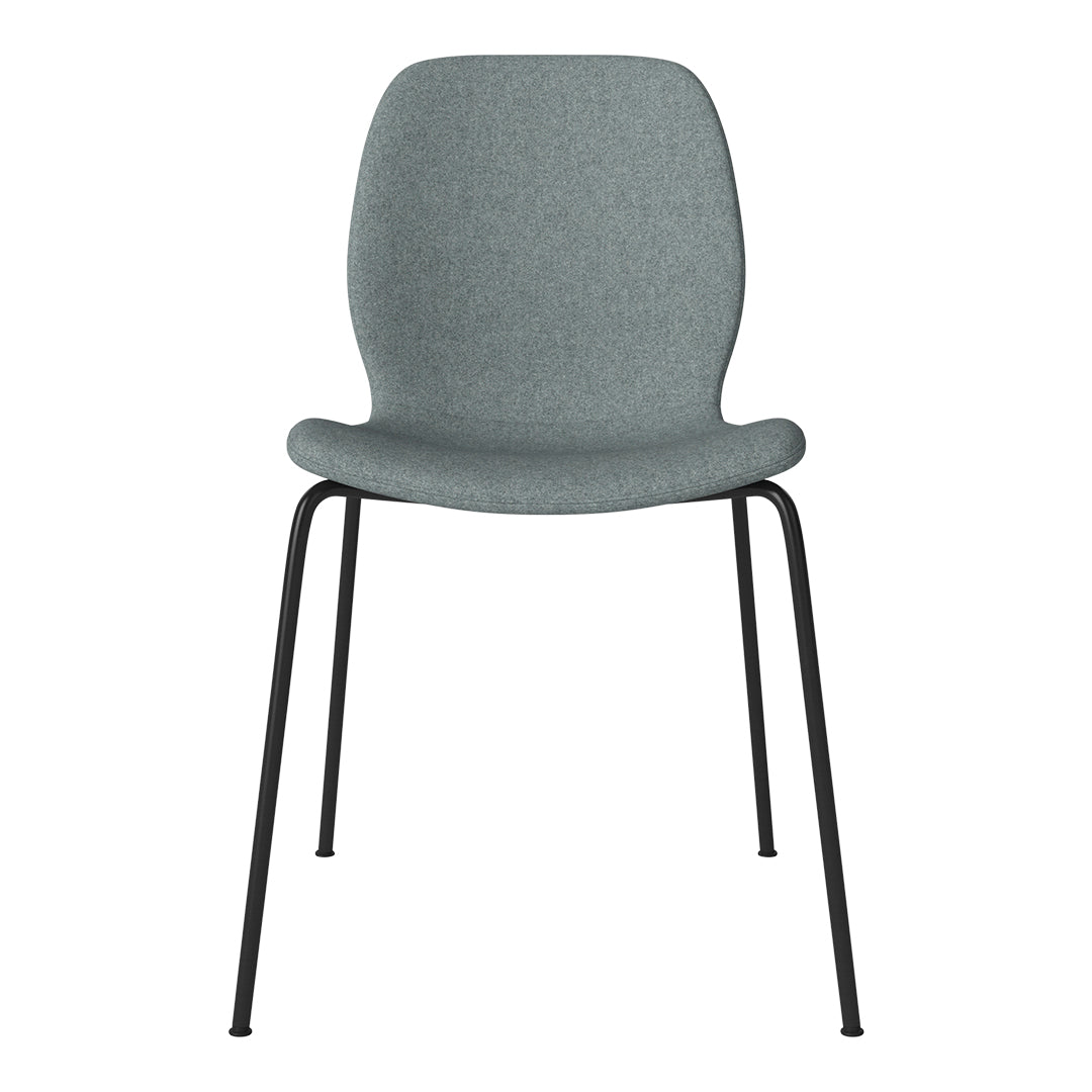 Chaise de salle à manger Seed - Rembourrée - Base en acier, laquée noire