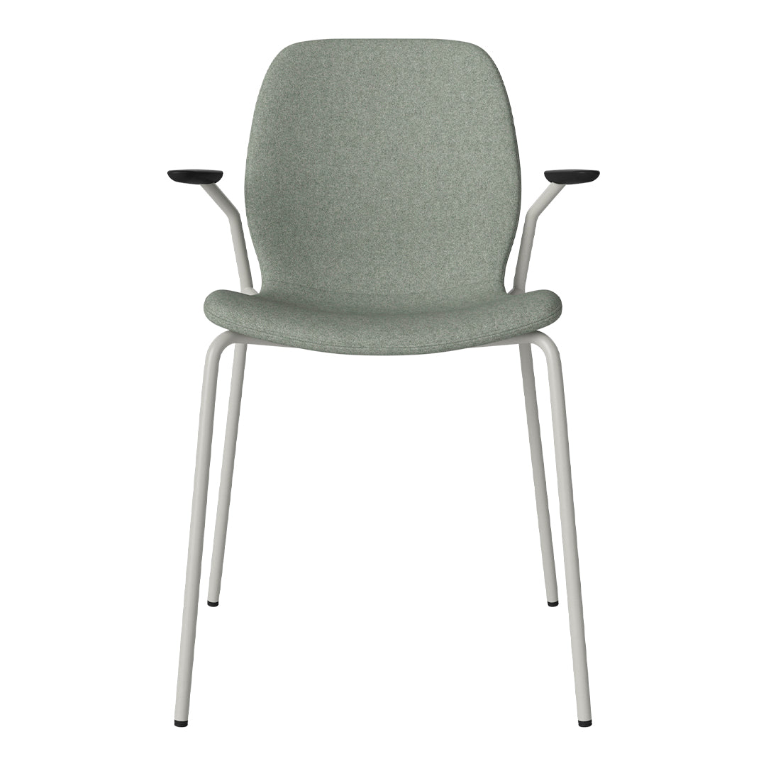 Chaise de salle à manger Seed avec accoudoirs ouverts - Rembourrée - Base en acier, laquée grise