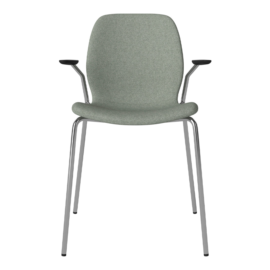 Chaise de salle à manger Seed avec accoudoirs ouverts - Rembourrée - Base chromée