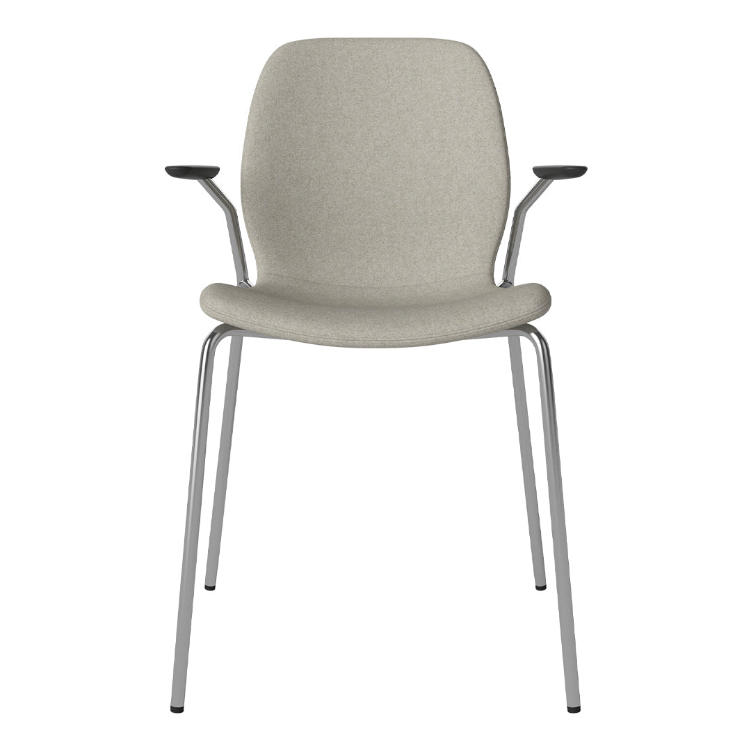 Chaise de salle à manger Seed avec accoudoirs ouverts - Rembourrée - Base chromée