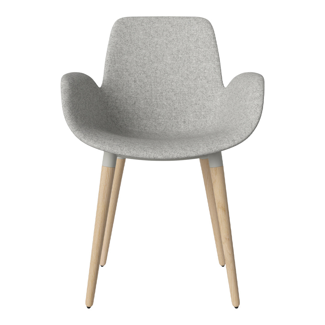 Fauteuil de salle à manger Seed - Rembourré - Piètement en chêne huilé, pigmenté blanc