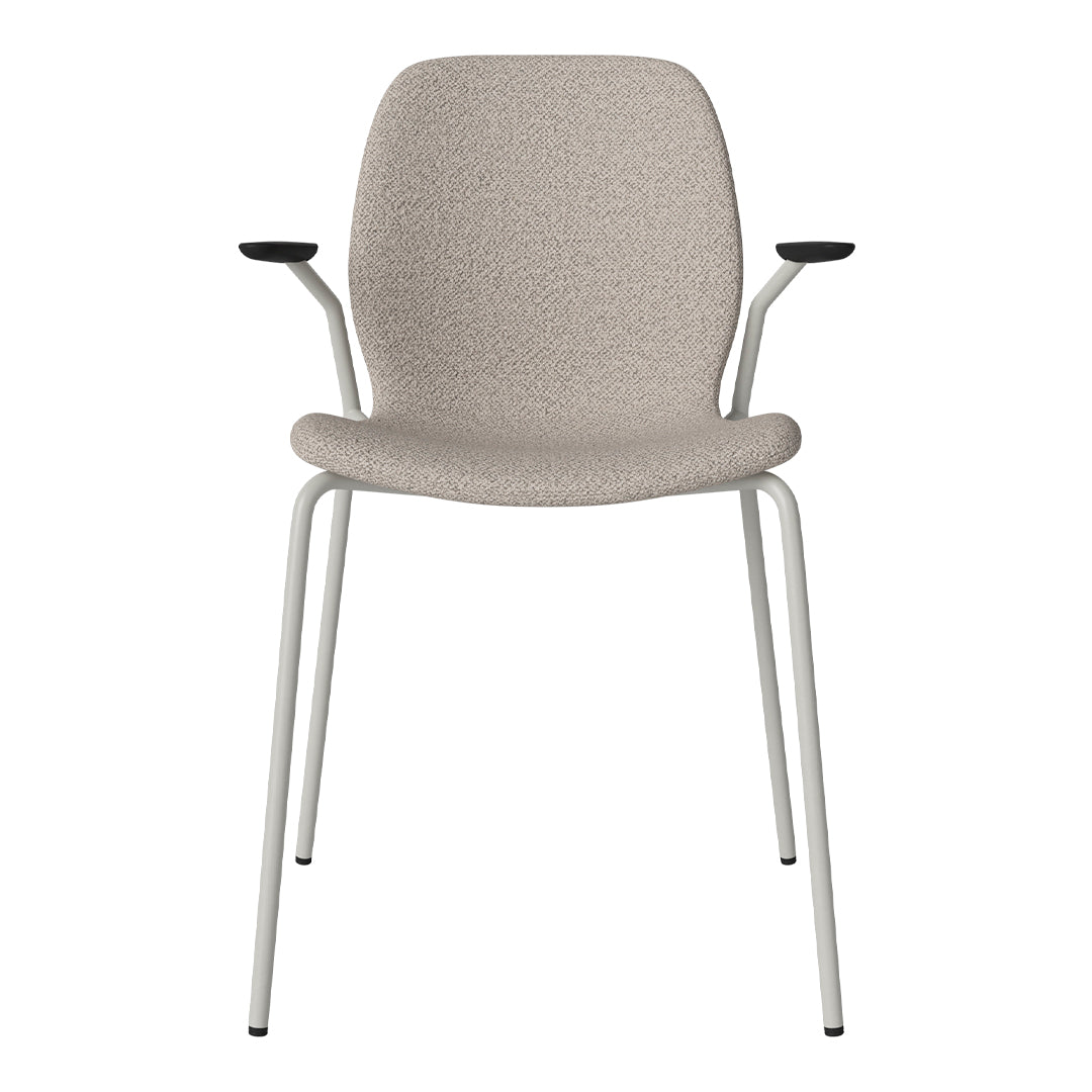 Chaise de salle à manger Seed avec accoudoirs ouverts - Rembourrée - Base en acier, laquée grise