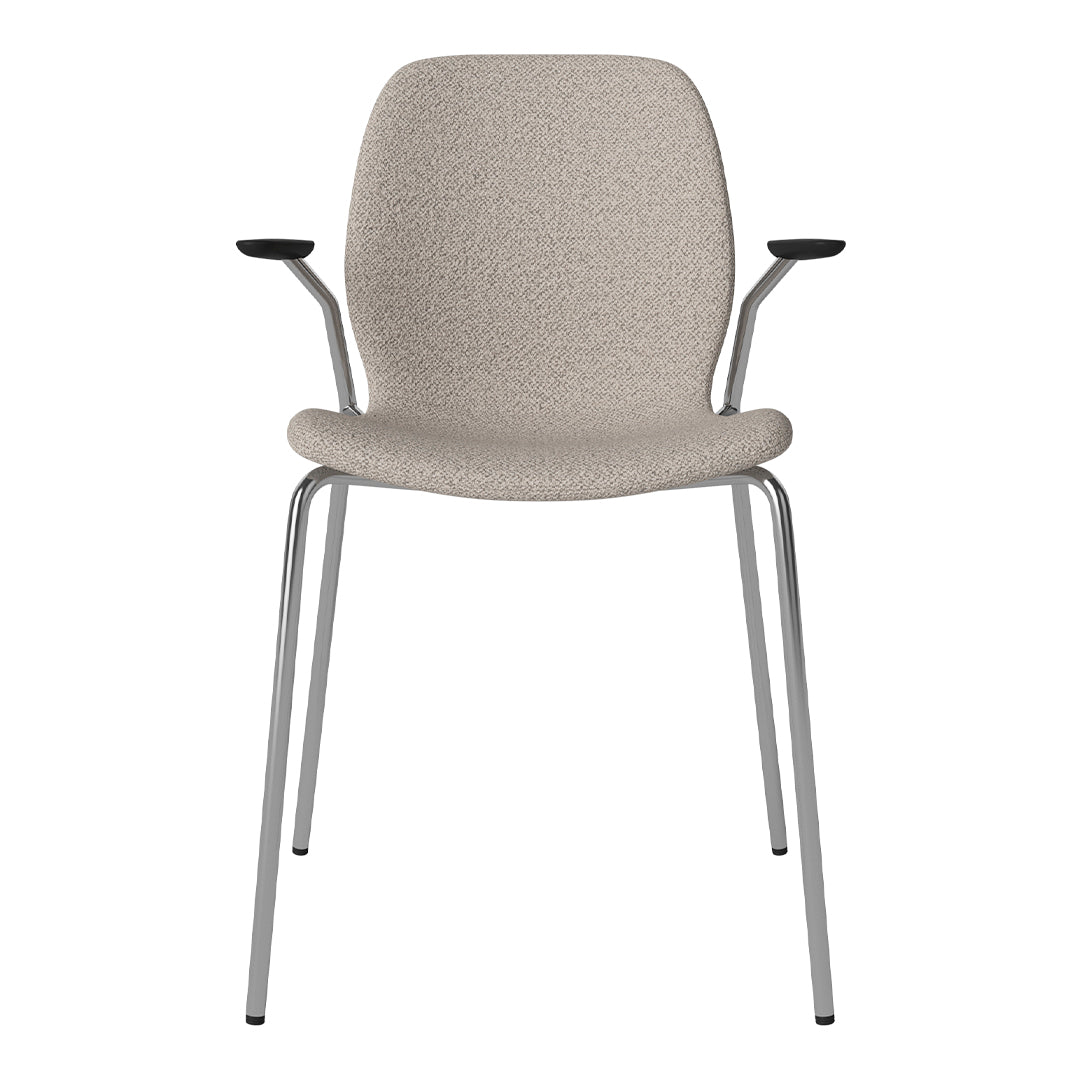 Chaise de salle à manger Seed avec accoudoirs ouverts - Rembourrée - Base chromée