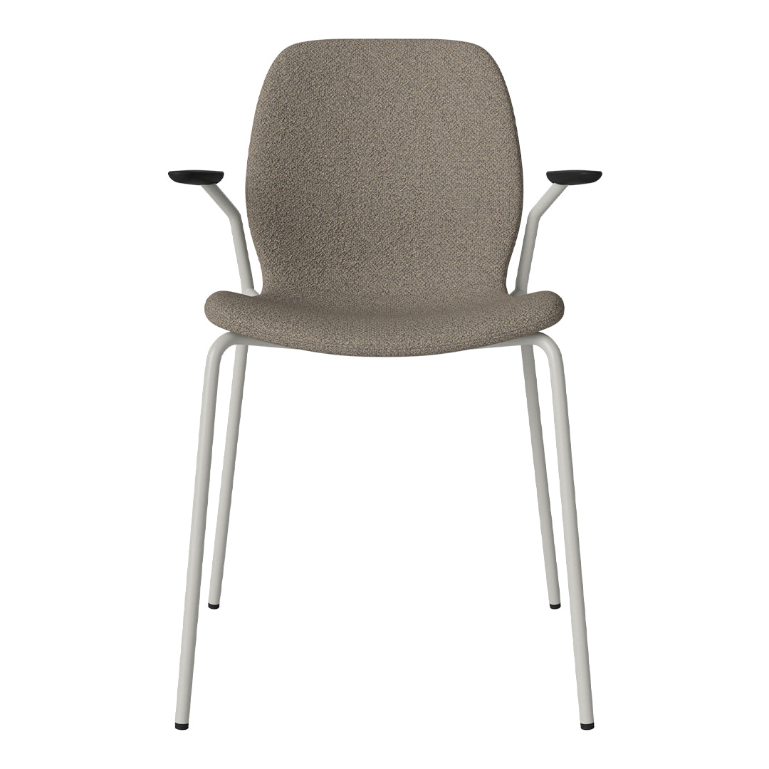 Chaise de salle à manger Seed avec accoudoirs ouverts - Rembourrée - Base en acier, laquée grise