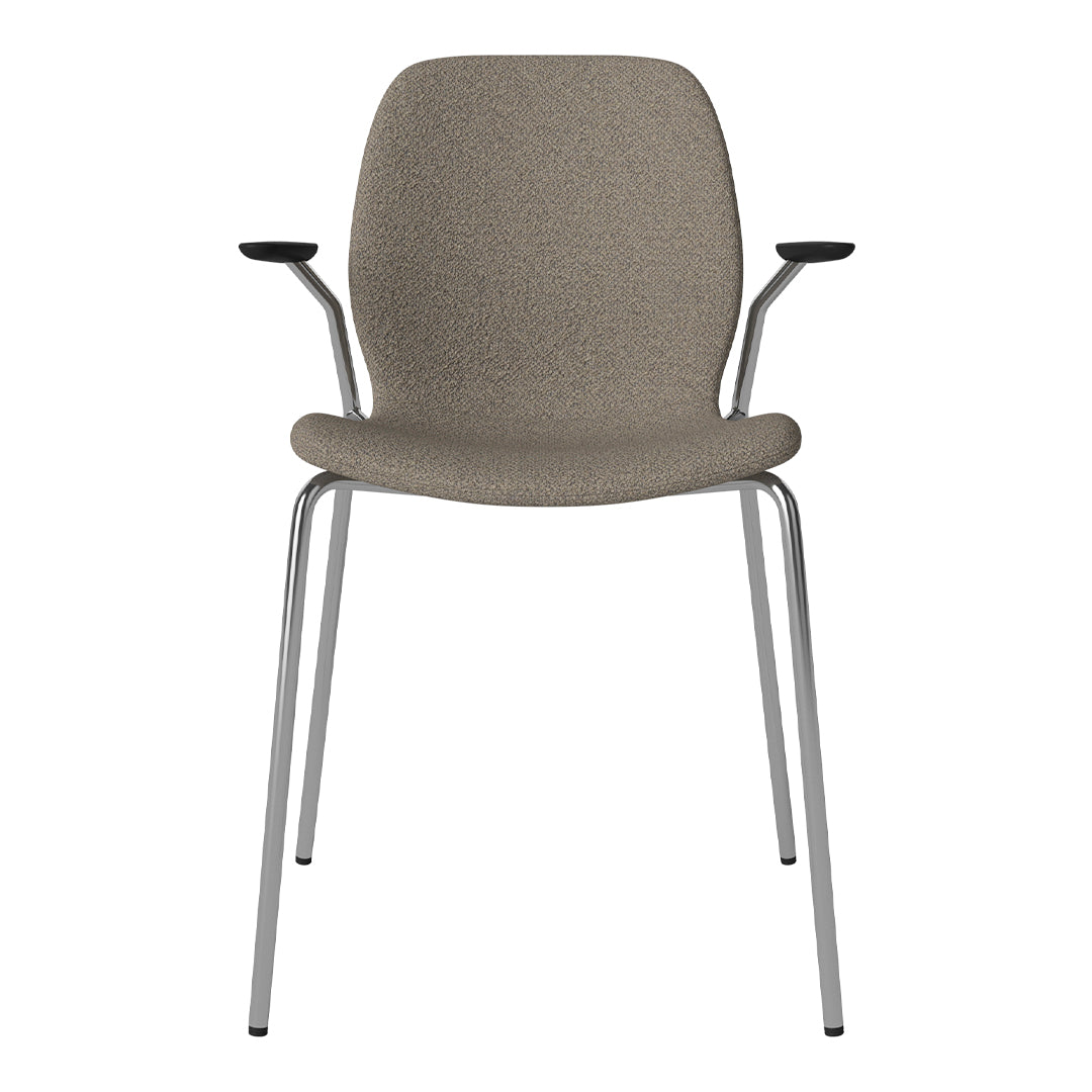 Chaise de salle à manger Seed avec accoudoirs ouverts - Rembourrée - Base chromée