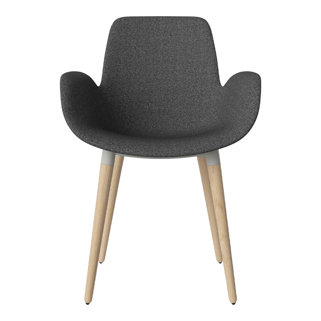 Fauteuil de salle à manger Seed - Rembourré - Piètement en chêne huilé, pigmenté blanc