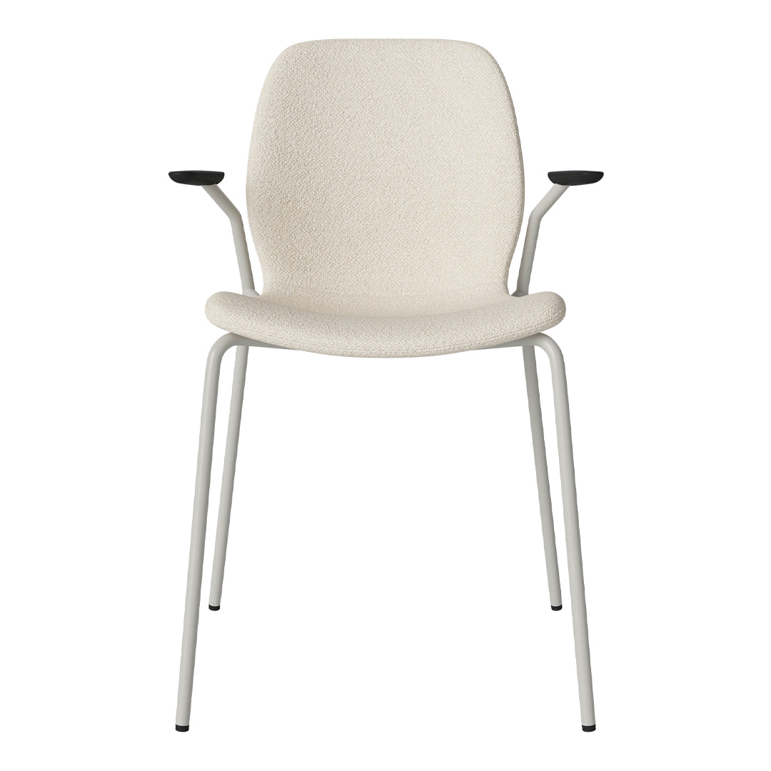 Chaise de salle à manger Seed avec accoudoirs ouverts - Rembourrée - Base en acier, laquée grise