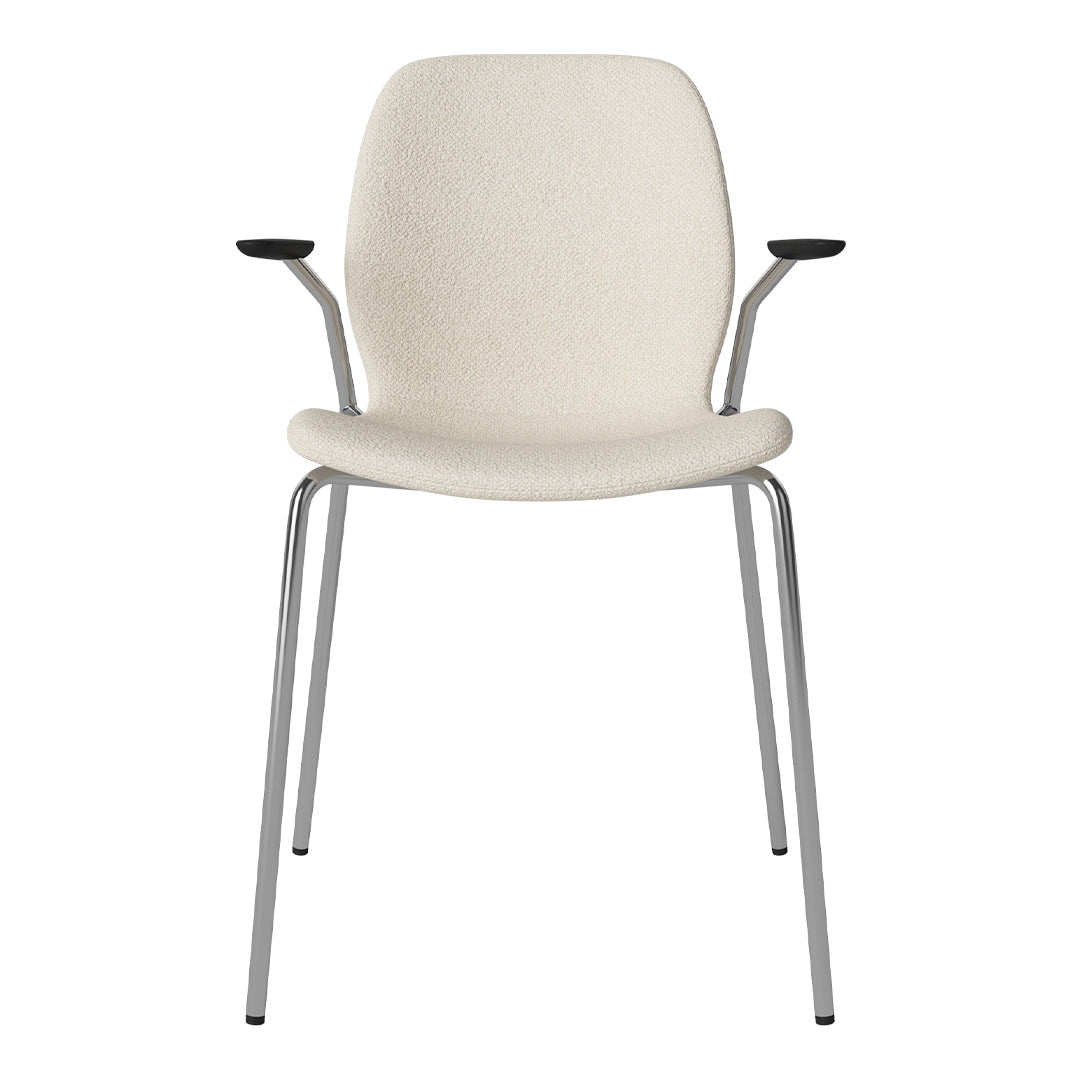 Chaise de salle à manger Seed avec accoudoirs ouverts - Rembourrée - Base chromée
