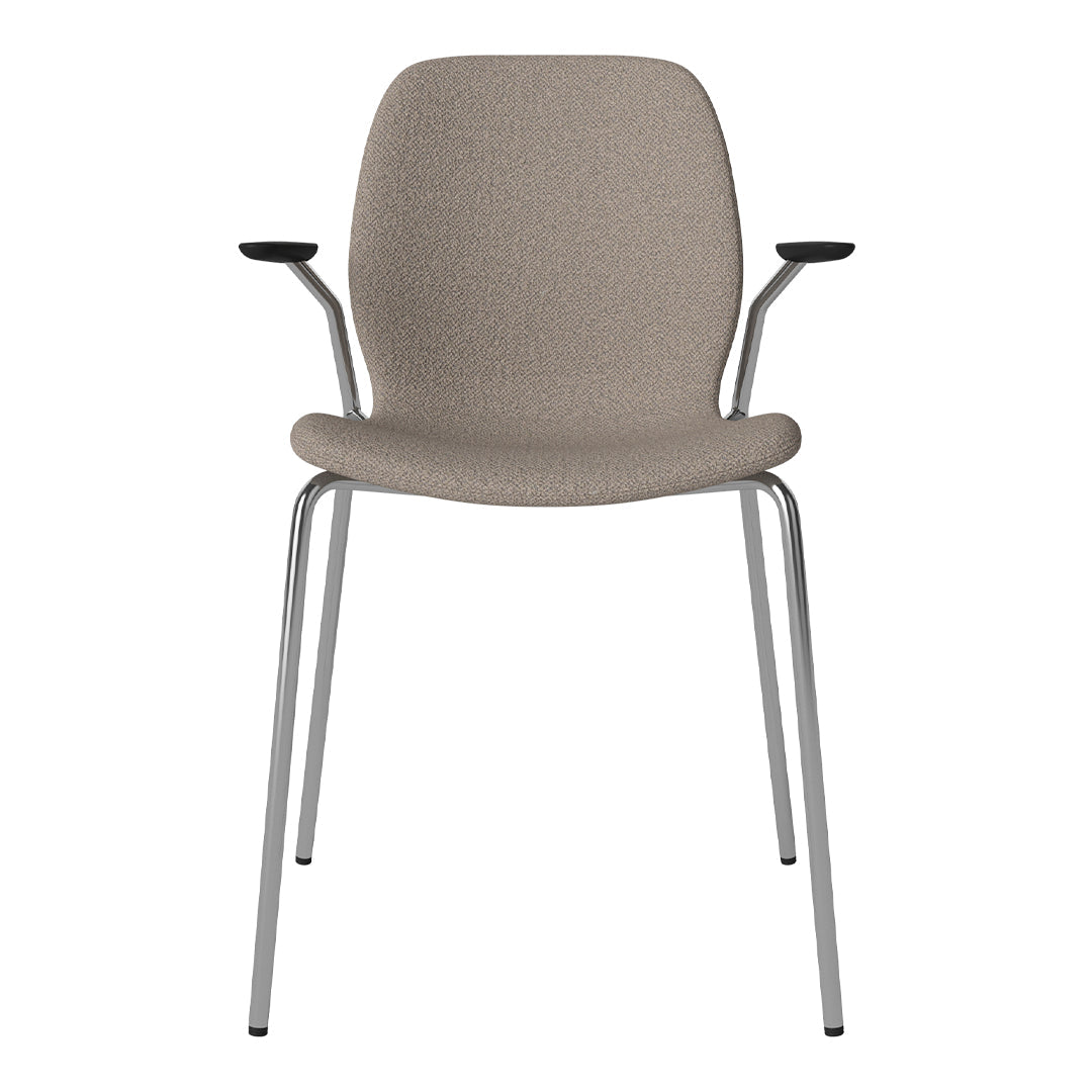 Chaise de salle à manger Seed avec accoudoirs ouverts - Rembourrée - Base chromée