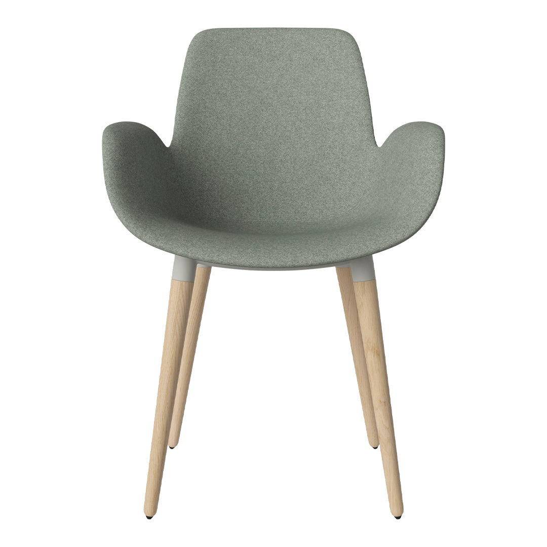 Fauteuil de salle à manger Seed - Rembourré - Piètement en chêne huilé, pigmenté blanc