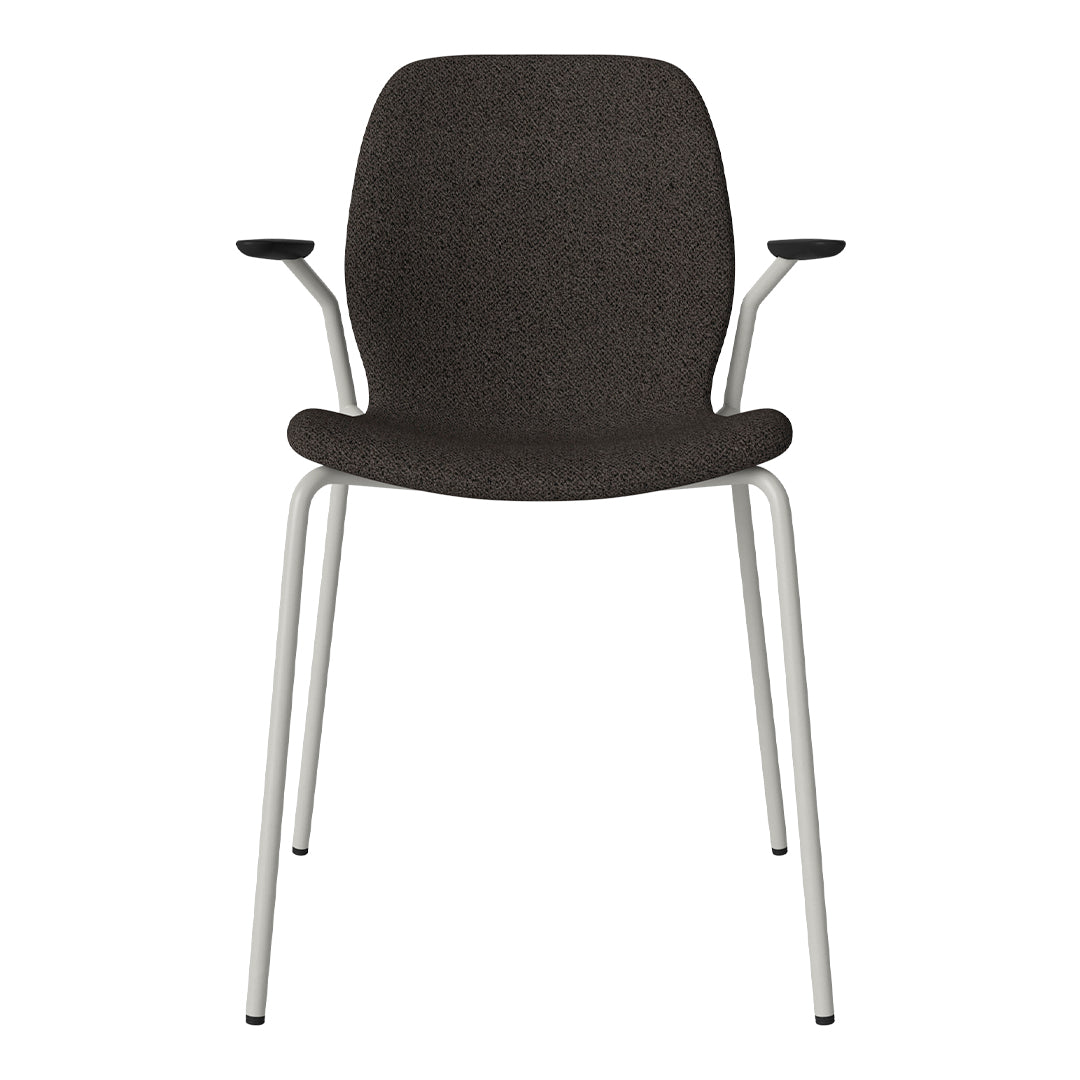 Chaise de salle à manger Seed avec accoudoirs ouverts - Rembourrée - Base en acier, laquée grise