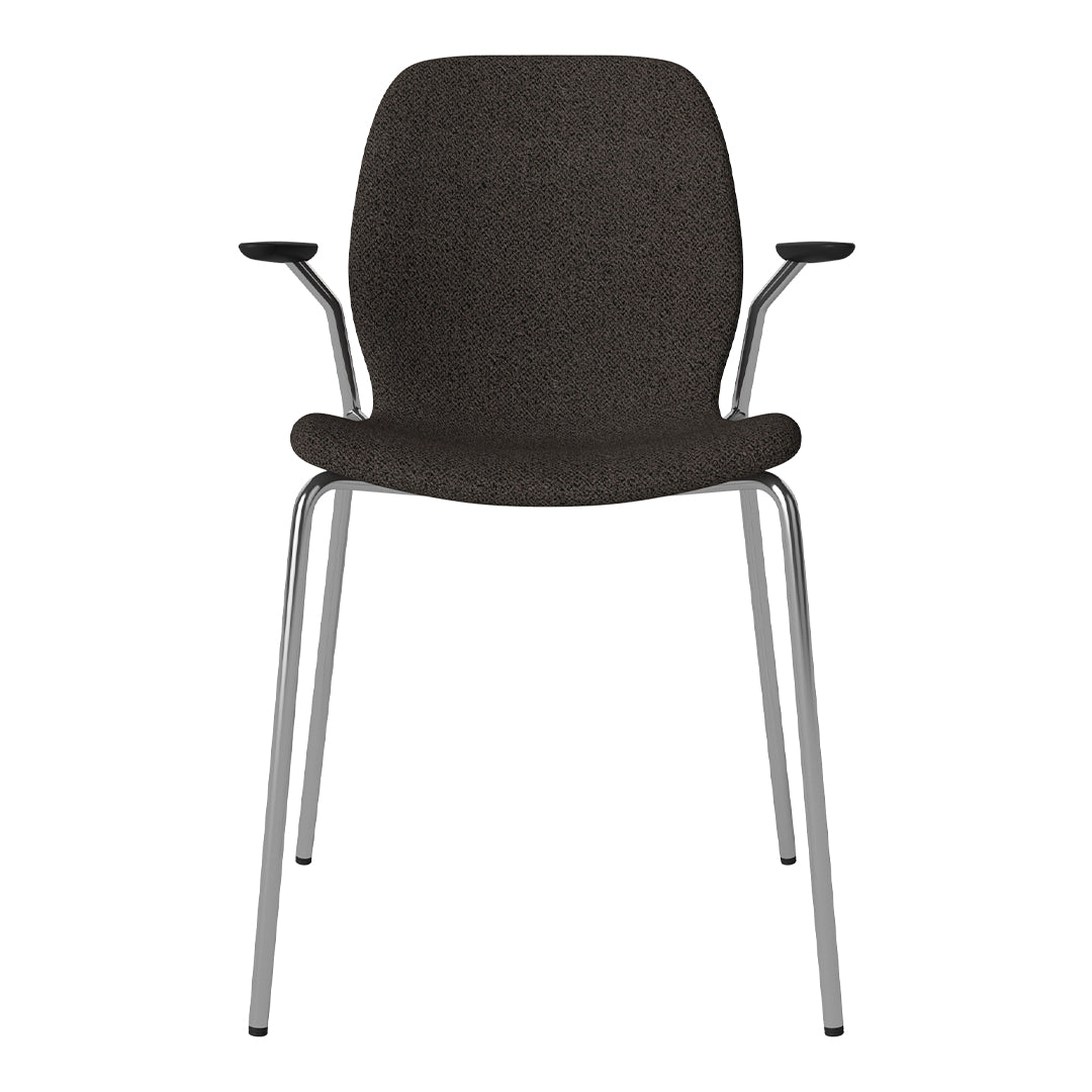 Chaise de salle à manger Seed avec accoudoirs ouverts - Rembourrée - Base chromée