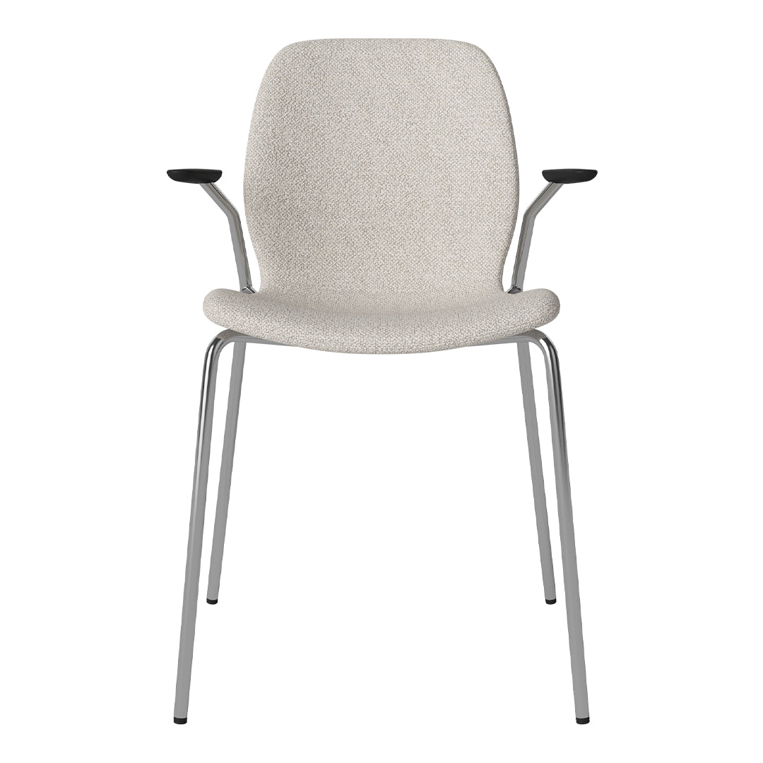 Chaise de salle à manger Seed avec accoudoirs ouverts - Rembourrée - Base chromée