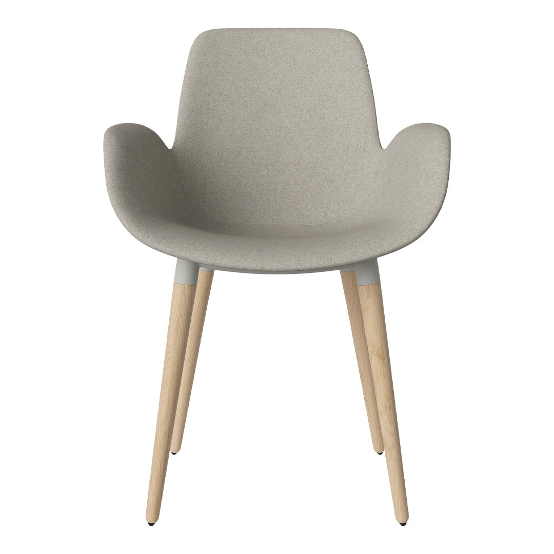 Fauteuil de salle à manger Seed - Rembourré - Piètement en chêne huilé, pigmenté blanc