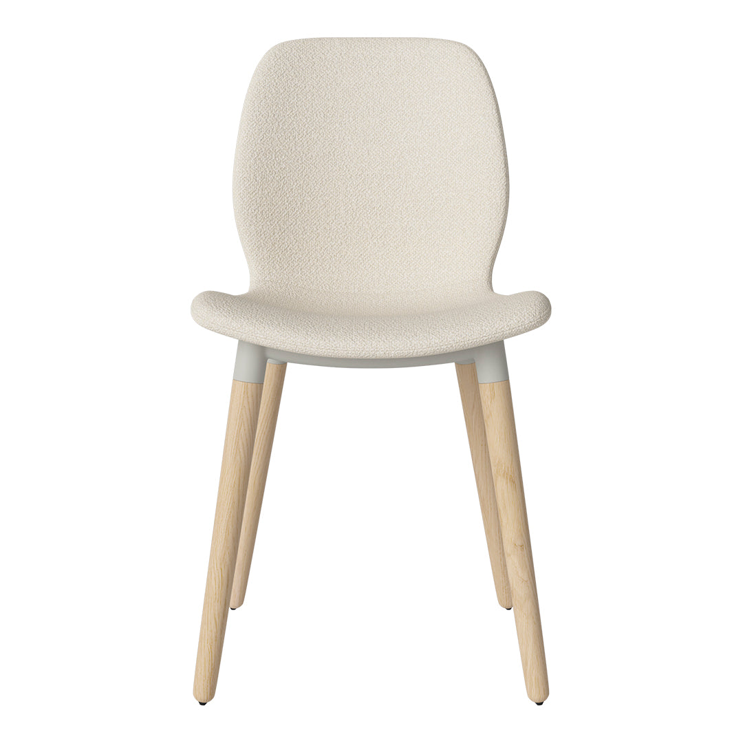 Chaise de salle à manger Seed - Rembourrée - Piètement en chêne huilé, pigmenté blanc