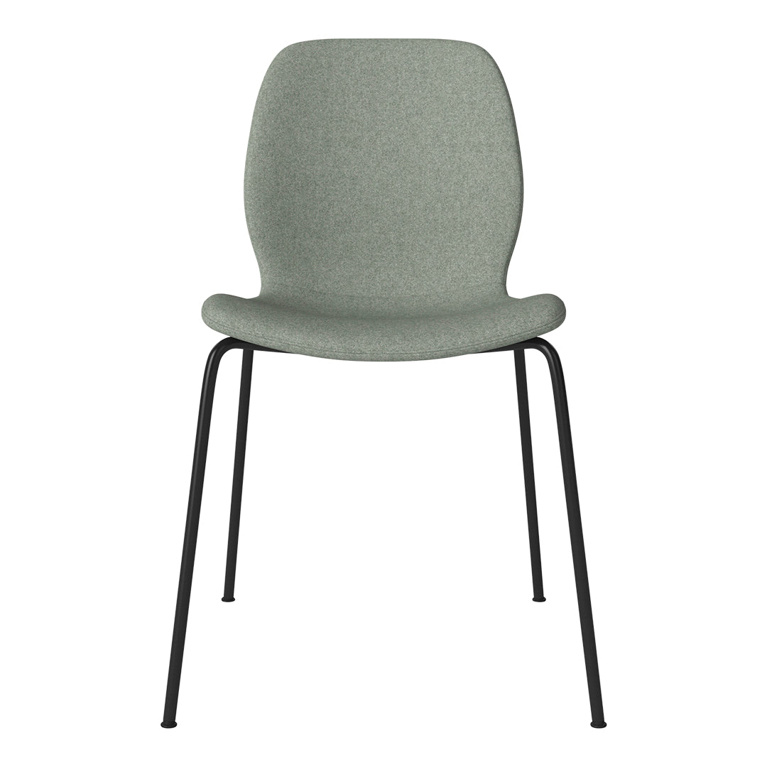 Chaise de salle à manger Seed - Rembourrée - Base en acier, laquée noire