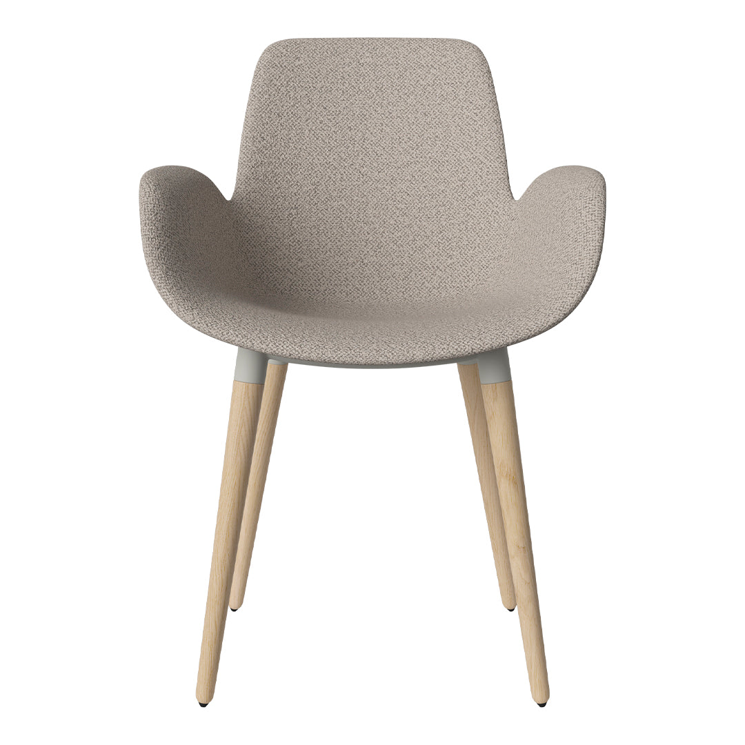 Fauteuil de salle à manger Seed - Rembourré - Piètement en chêne huilé, pigmenté blanc