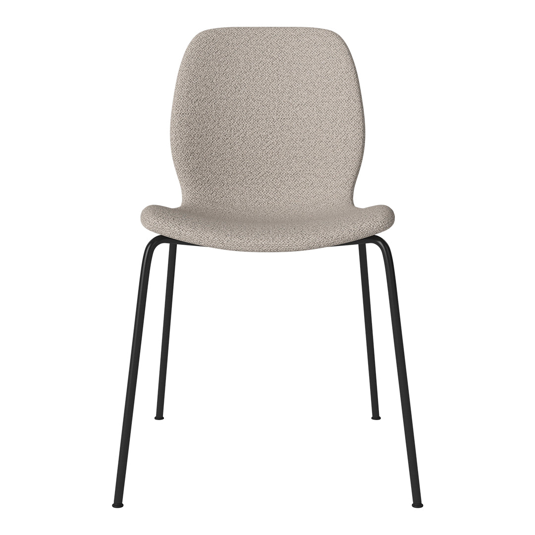 Chaise de salle à manger Seed - Rembourrée - Base en acier, laquée noire