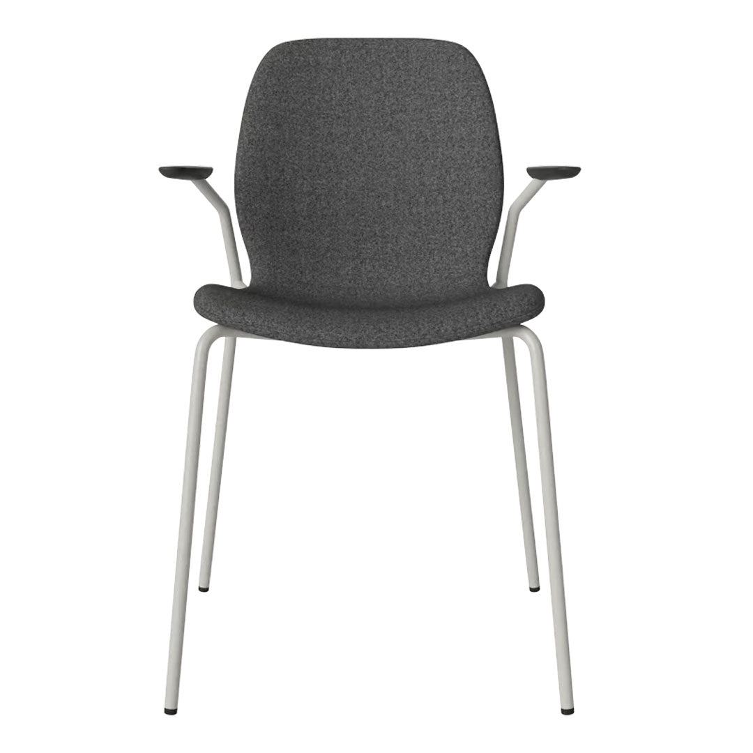Chaise de salle à manger Seed avec accoudoirs ouverts - Rembourrée - Base en acier, laquée grise