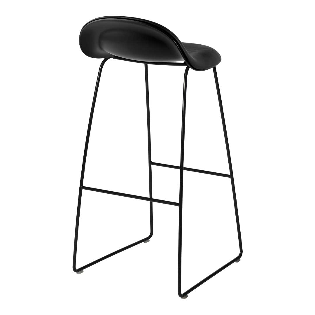 Tabouret de bar Gubi 3D - Rembourré à l'avant - Piètement luge