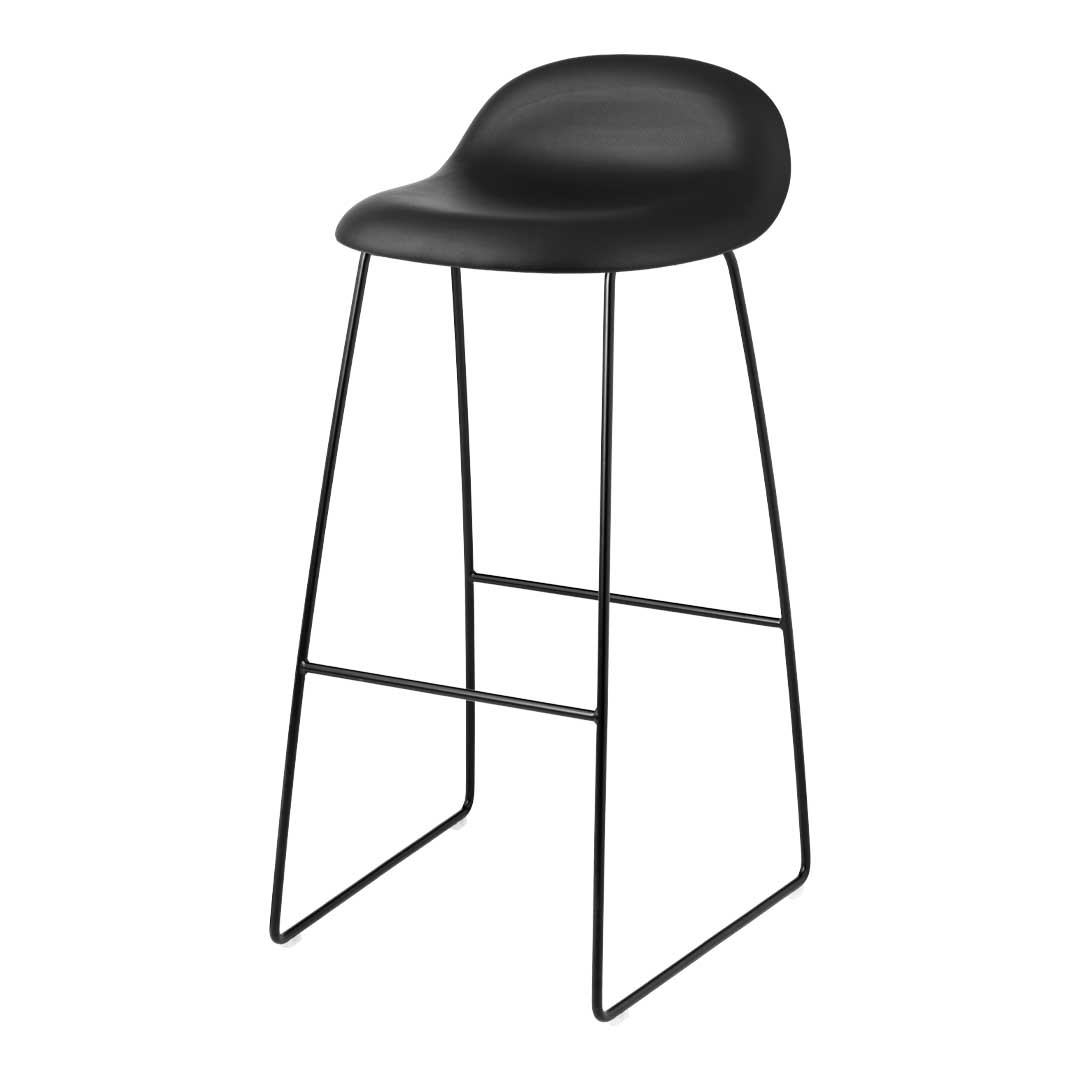 Tabouret de bar Gubi 3D - Rembourré à l'avant - Piètement luge