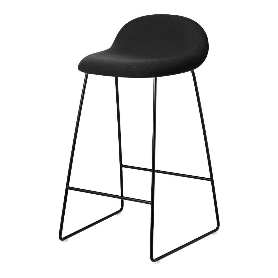 Tabouret de bar Gubi 3D - Rembourré à l'avant - Piètement luge
