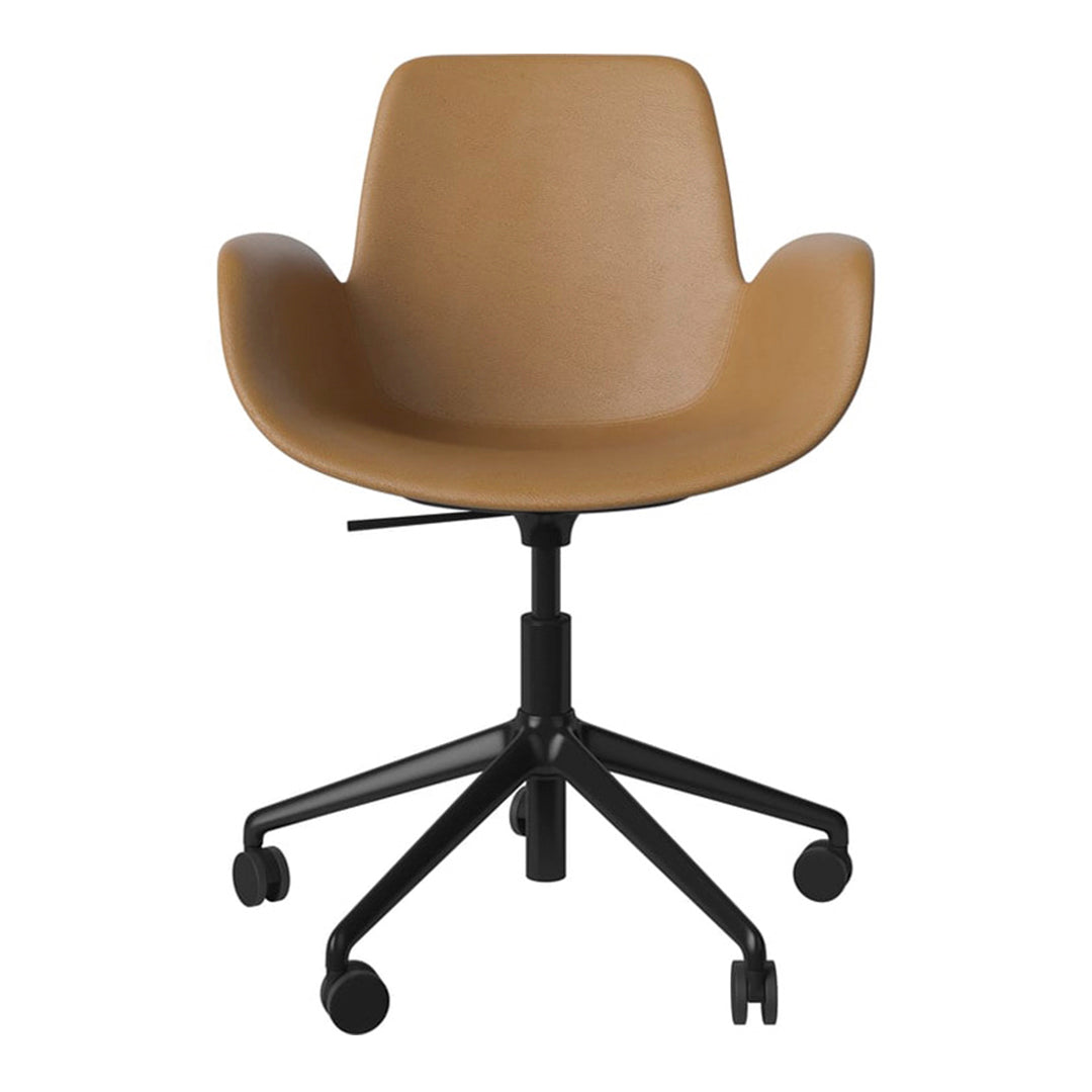 Fauteuil Seed - Rembourré - Piètement 5 branches avec roulettes - Acier laqué noir