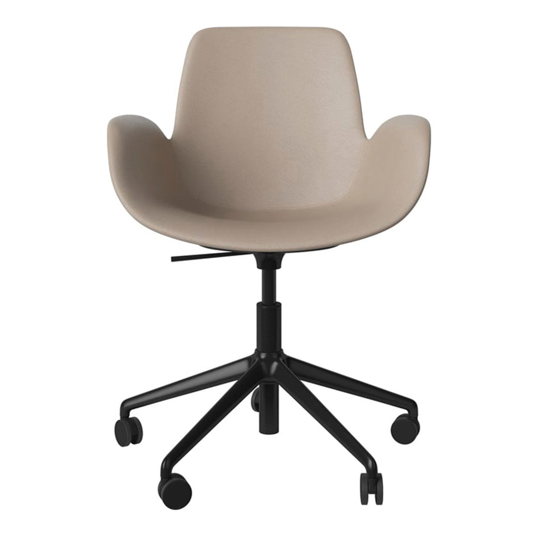 Fauteuil Seed - Rembourré - Piètement 5 branches avec roulettes - Acier laqué noir