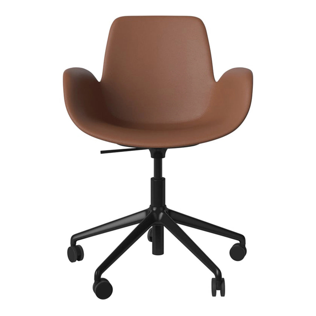 Fauteuil Seed - Rembourré - Piètement 5 branches avec roulettes - Acier laqué noir